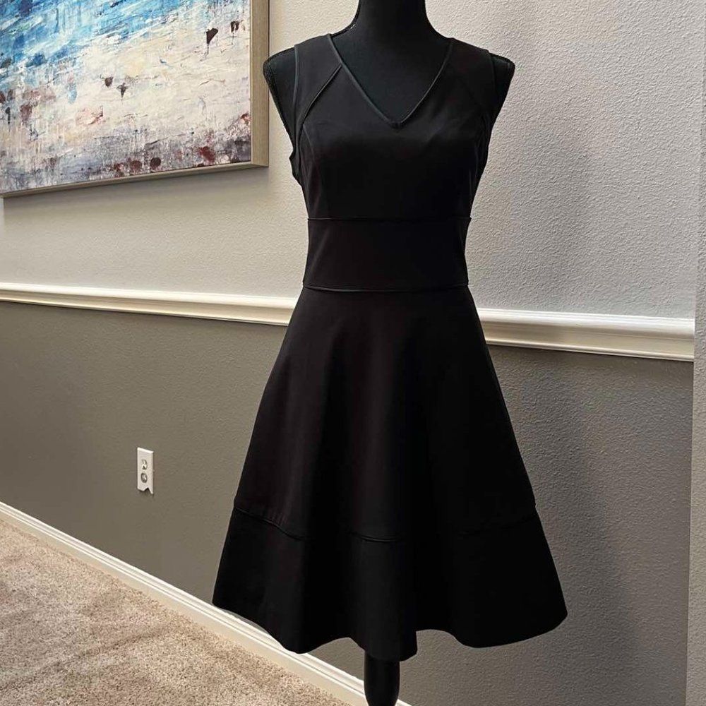 Banana Republic Dress Black Sleeveless Flared Zipper Back Size 2